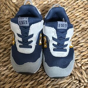 New Balance Kids Navy and Gray Sneakers with Yellow Accents
